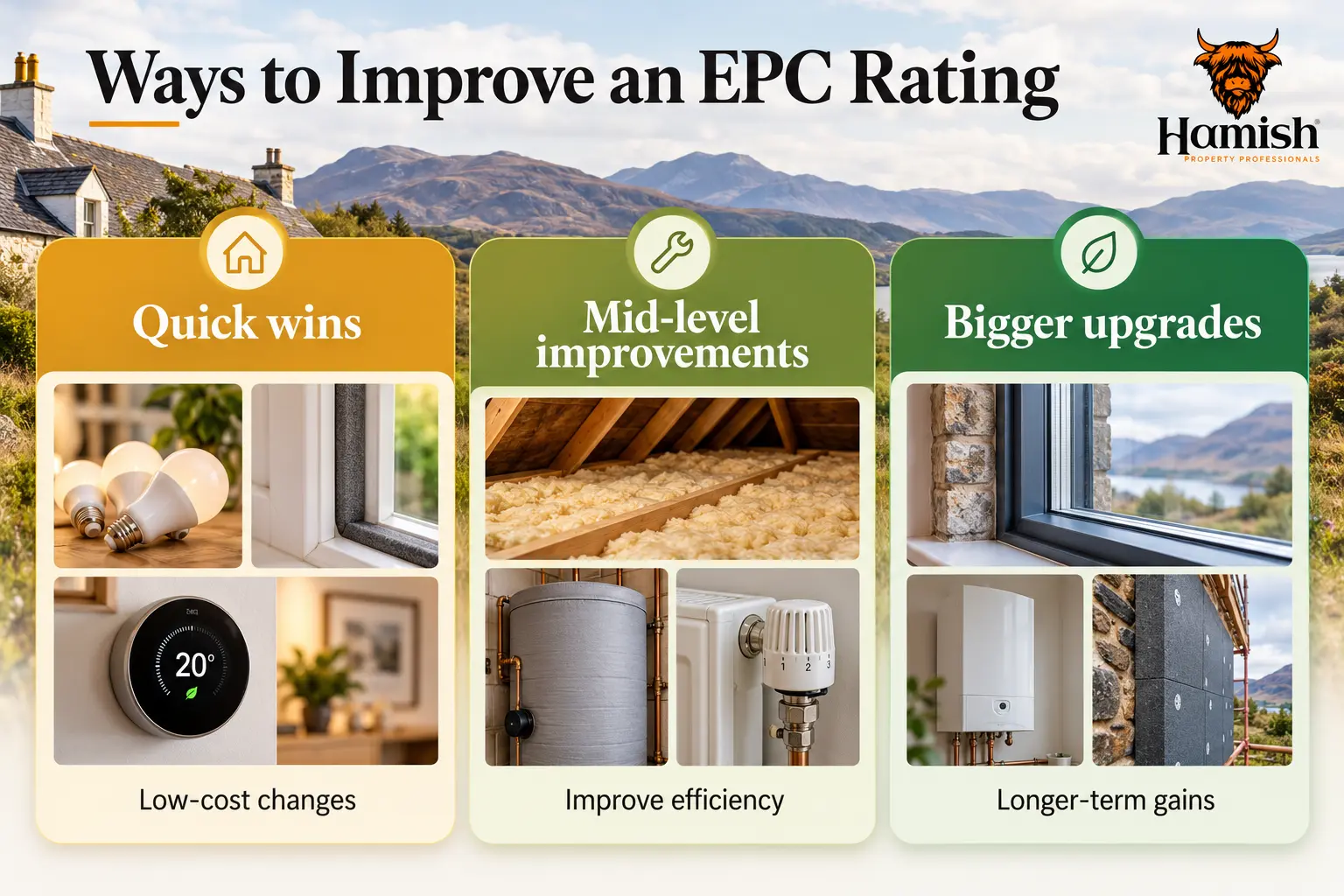 Three options for deciding whether to improve a home's EPC before selling or letting