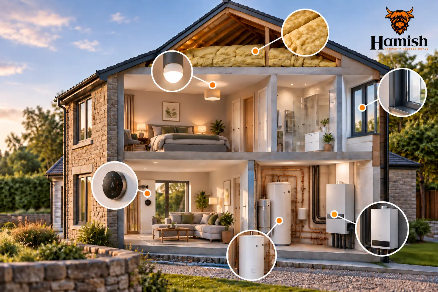 Home energy improvements including draught-proofing, insulation, heating controls and heating upgrades