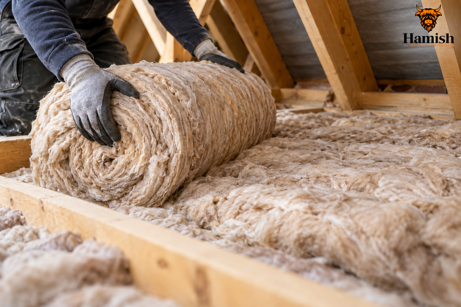 Loft insulation being installed